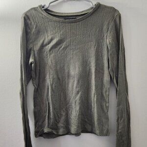 American Eagle Green Crochet Knit Long Sleeve Top sz M